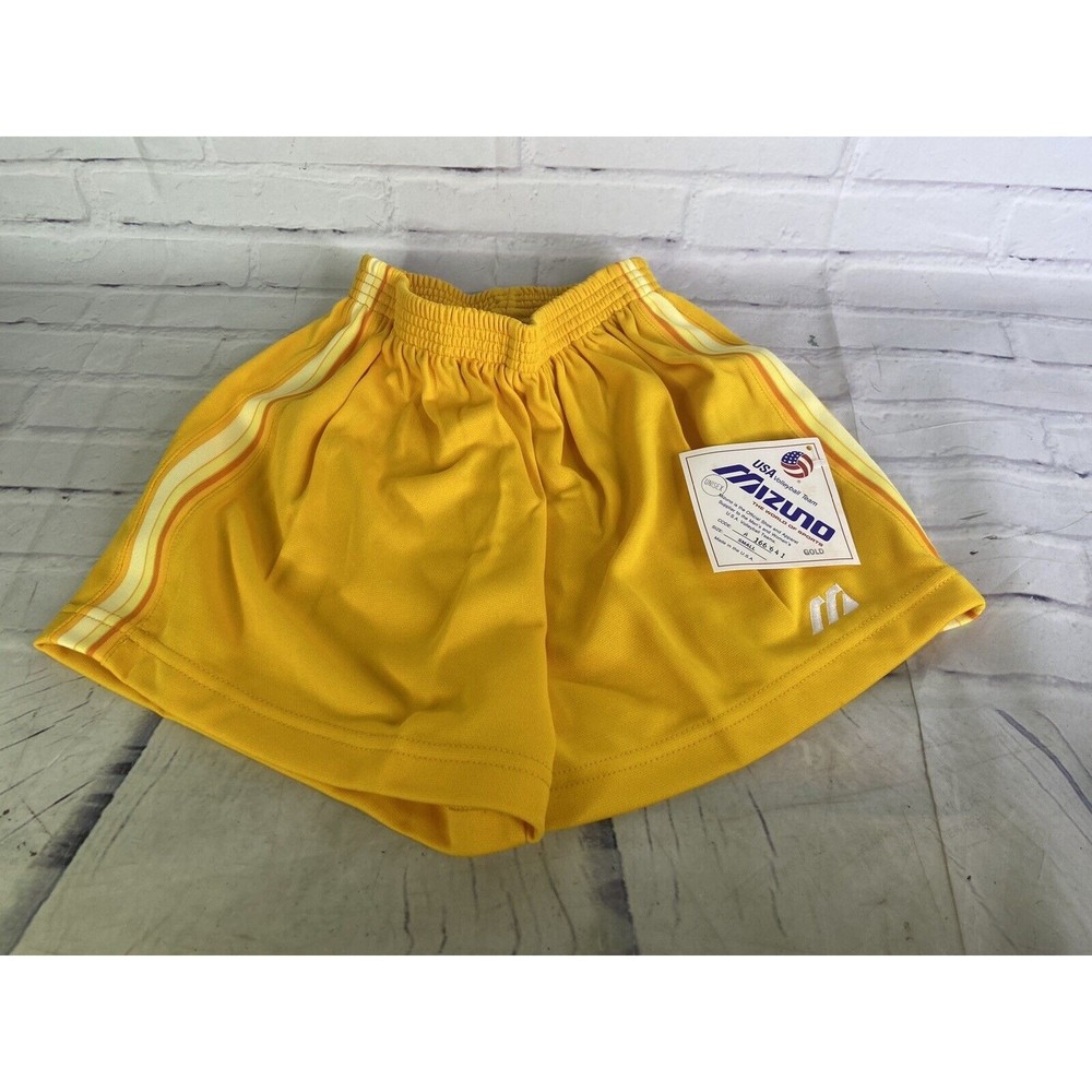 VTG Mizuno Volleyball Shorts DEADSTOCK Yellow Unisex Mens Womens Small USA Made